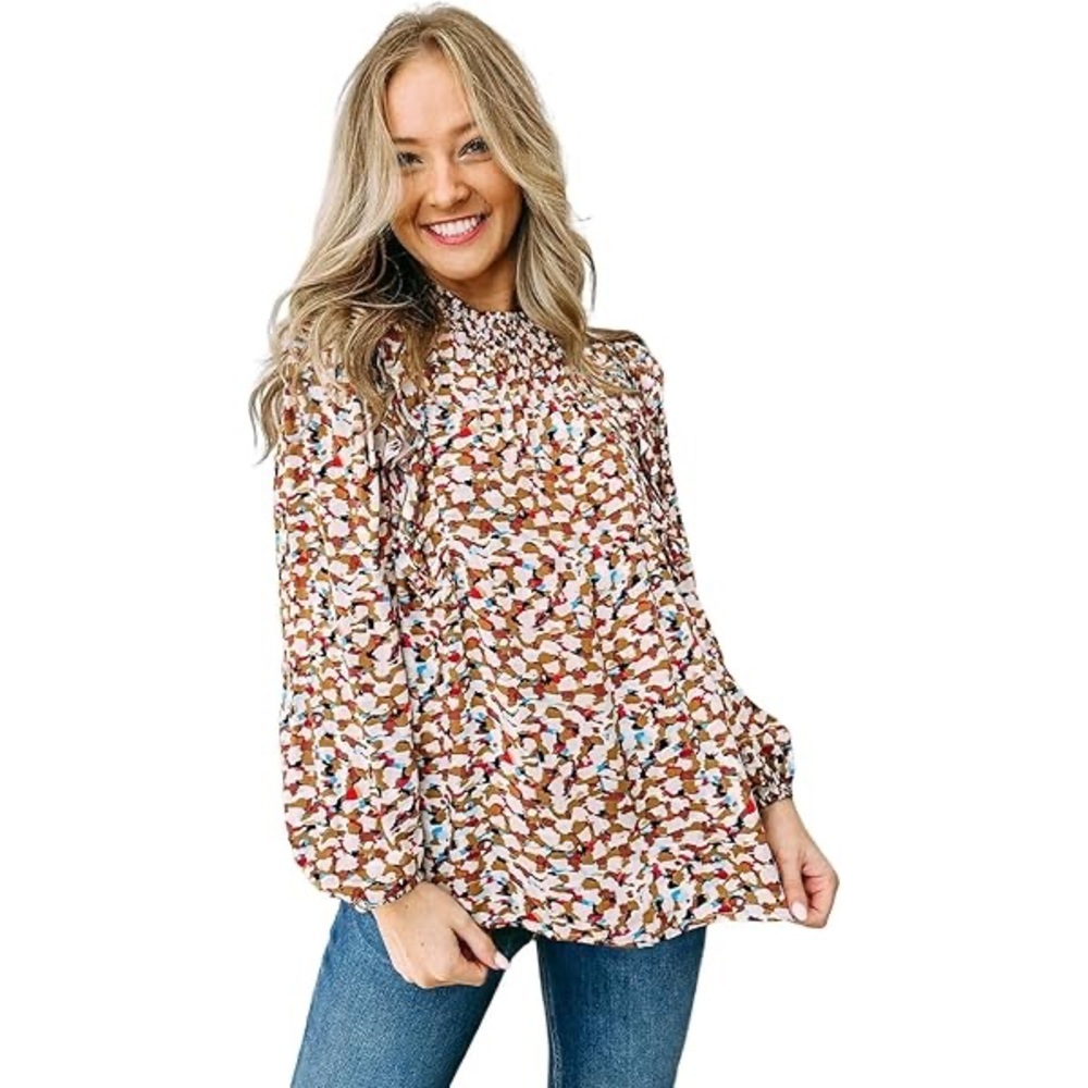 JODIFL Abstract Print Blouse in Brown and Blue